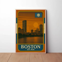 Boston Vintage Skyline Travel Poster PosterGoat