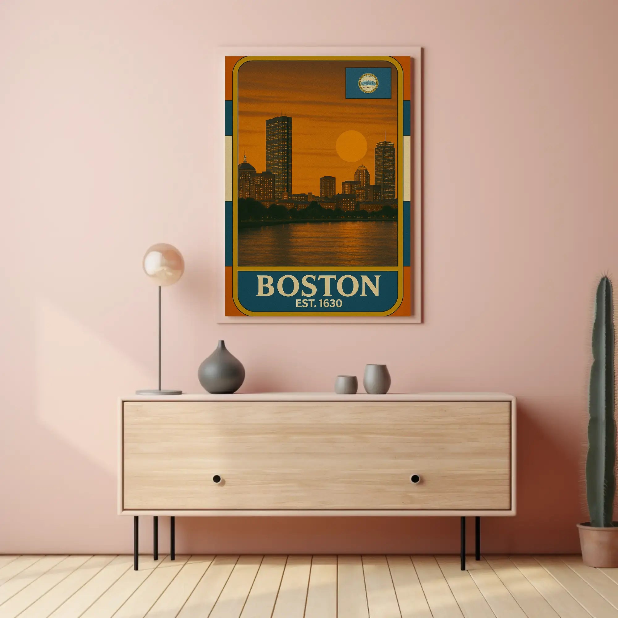Boston Vintage Skyline Travel Poster PosterGoat