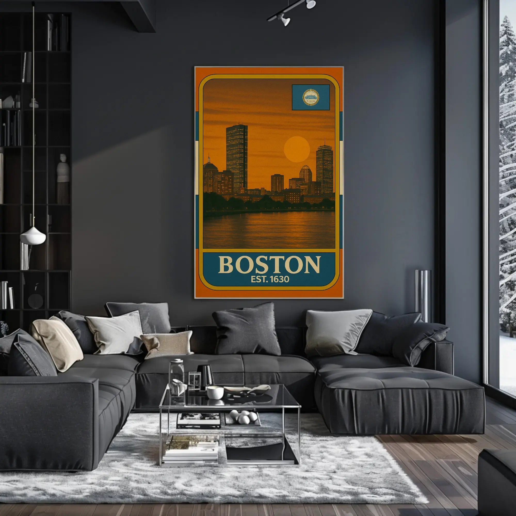 Boston Vintage Skyline Travel Poster PosterGoat