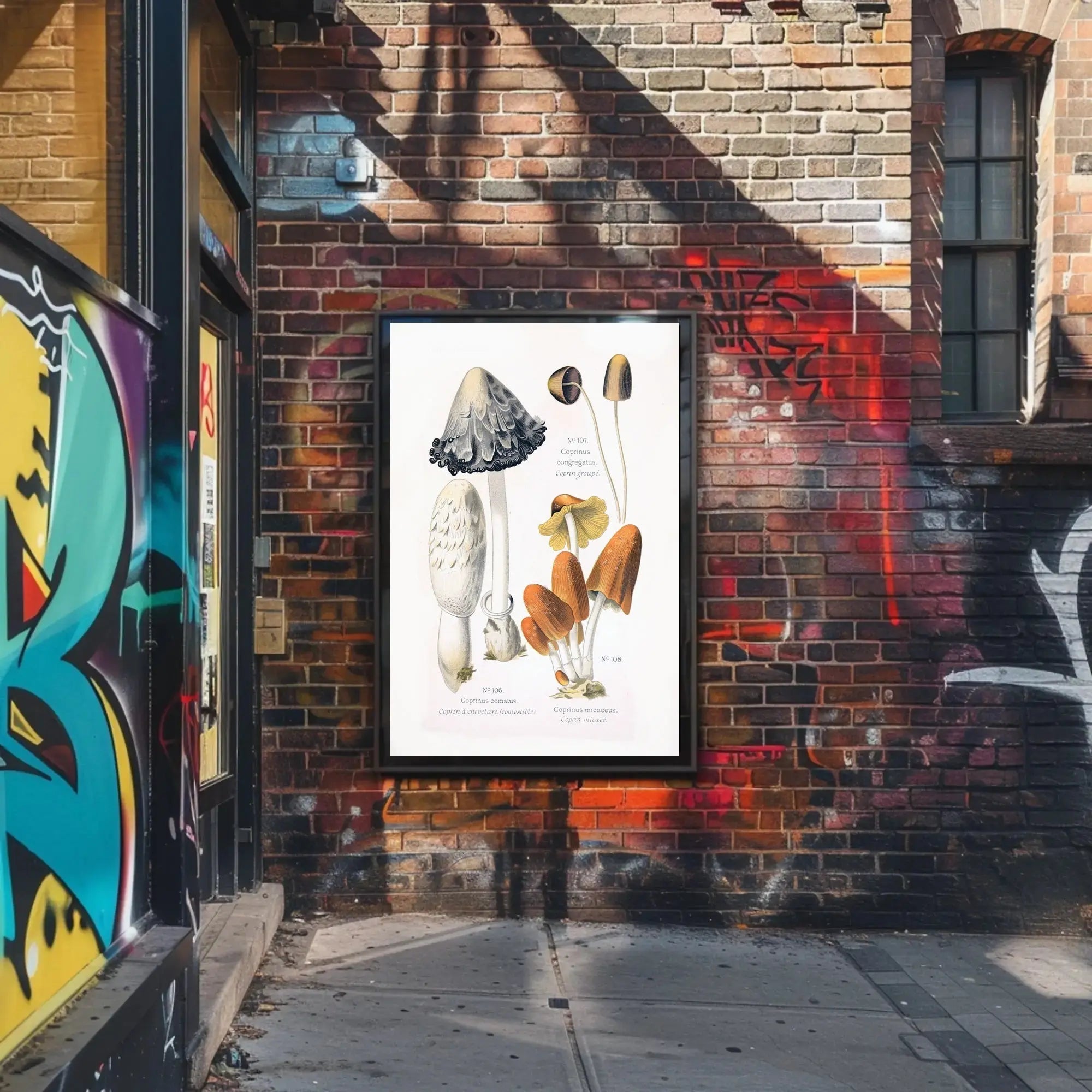 Botanical Illustration of Coprinus Mushrooms: Cultural or Heritage Poster PosterGoat