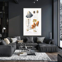 Botanical Illustration of Coprinus Mushrooms: Cultural or Heritage Poster PosterGoat