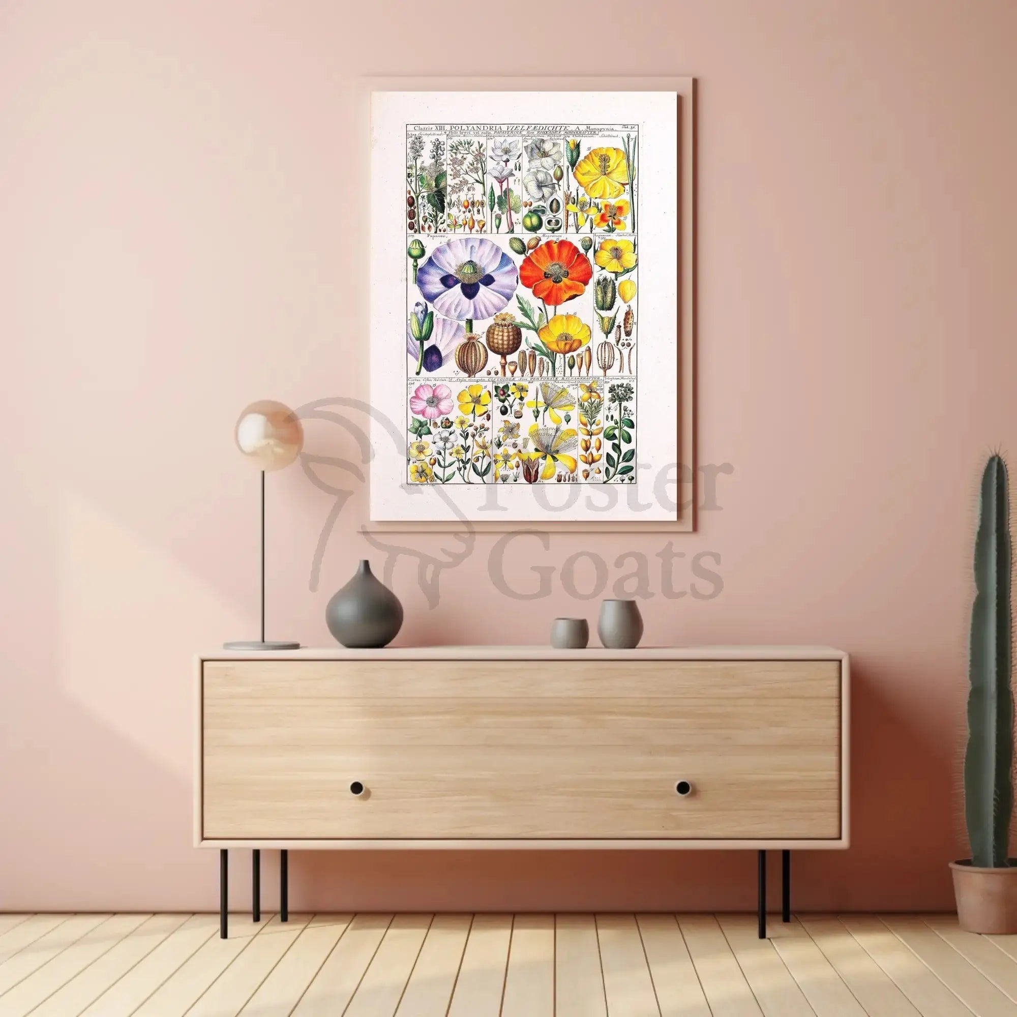 Botanical Science Study of 18th Century Flowers Poster PosterGoat