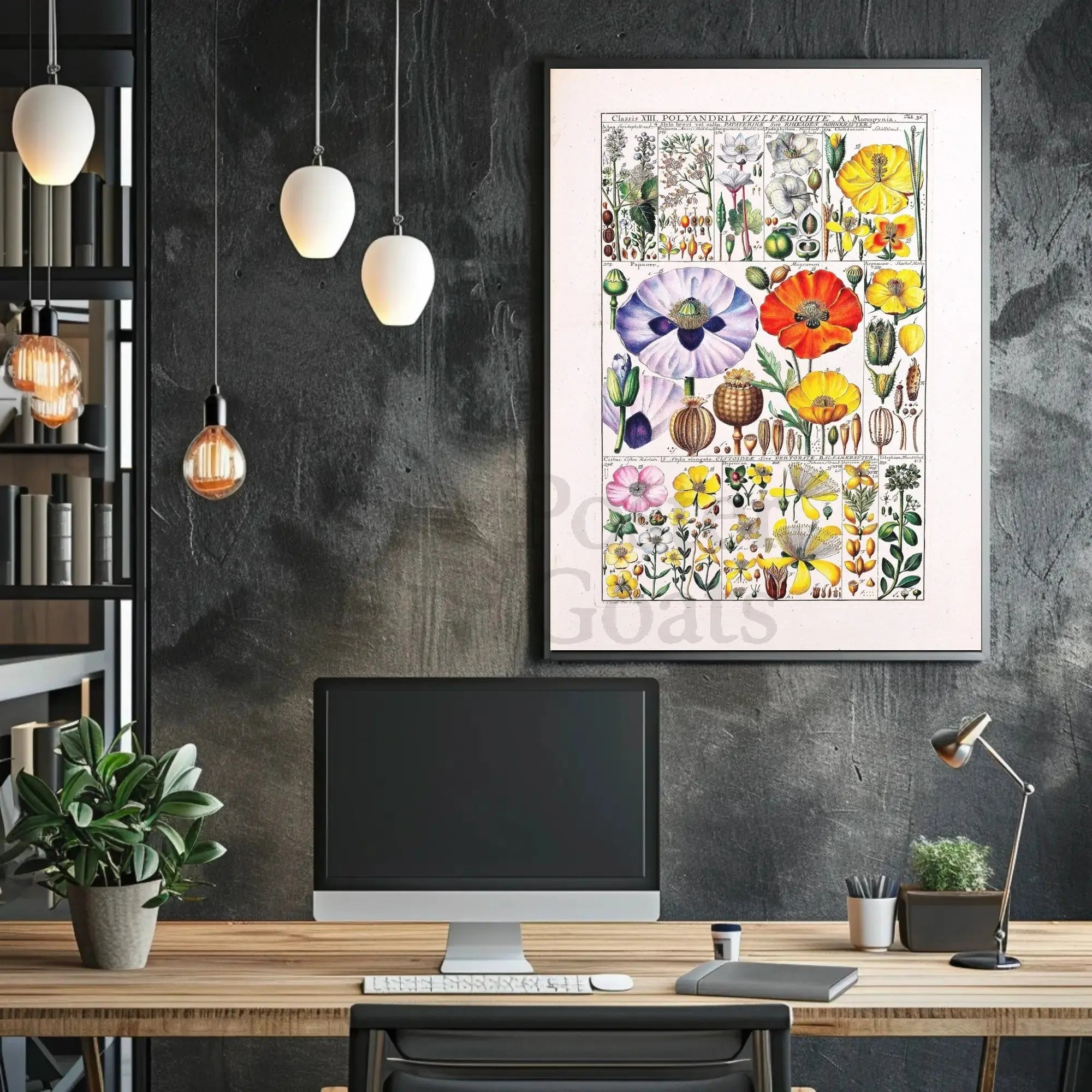 Botanical Science Study of 18th Century Flowers Poster PosterGoat