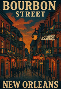 Bourbon Street Nightlife Vintage Travel Poster PosterGoat
