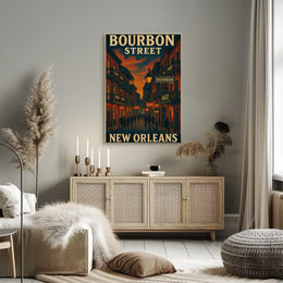 Bourbon Street Nightlife Vintage Travel Poster PosterGoat
