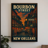 Bourbon Street Nightlife Vintage Travel Poster PosterGoat