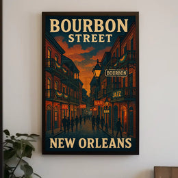 Bourbon Street Nightlife Vintage Travel Poster PosterGoat