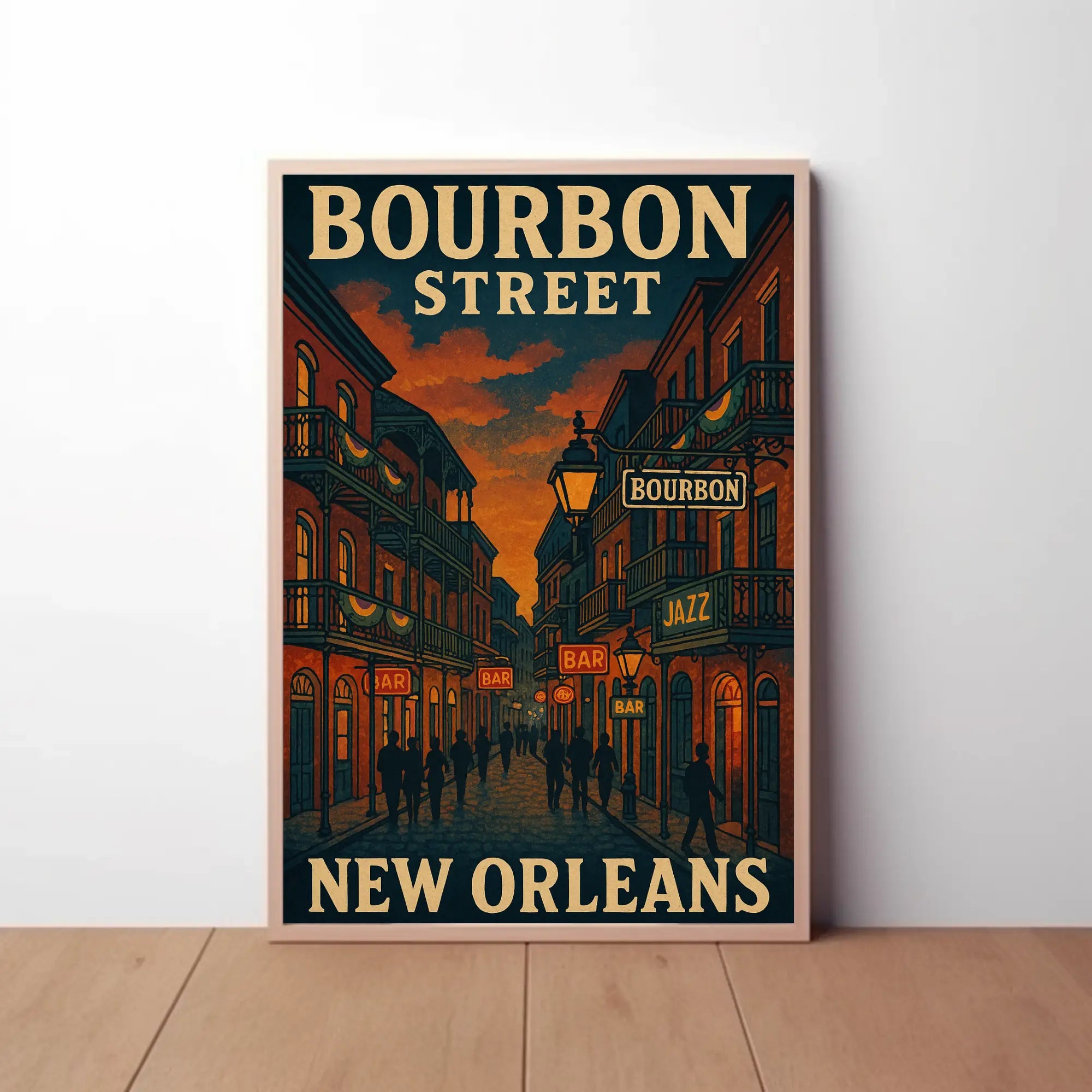 Bourbon Street Nightlife Vintage Travel Poster PosterGoat