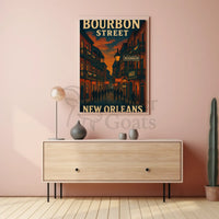 Bourbon Street Nightlife Vintage Travel Poster PosterGoat