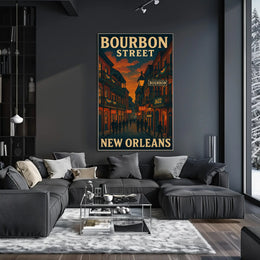 Bourbon Street Nightlife Vintage Travel Poster PosterGoat