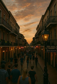 Bourbon Street Sunset New Orleans Travel Poster PosterGoat