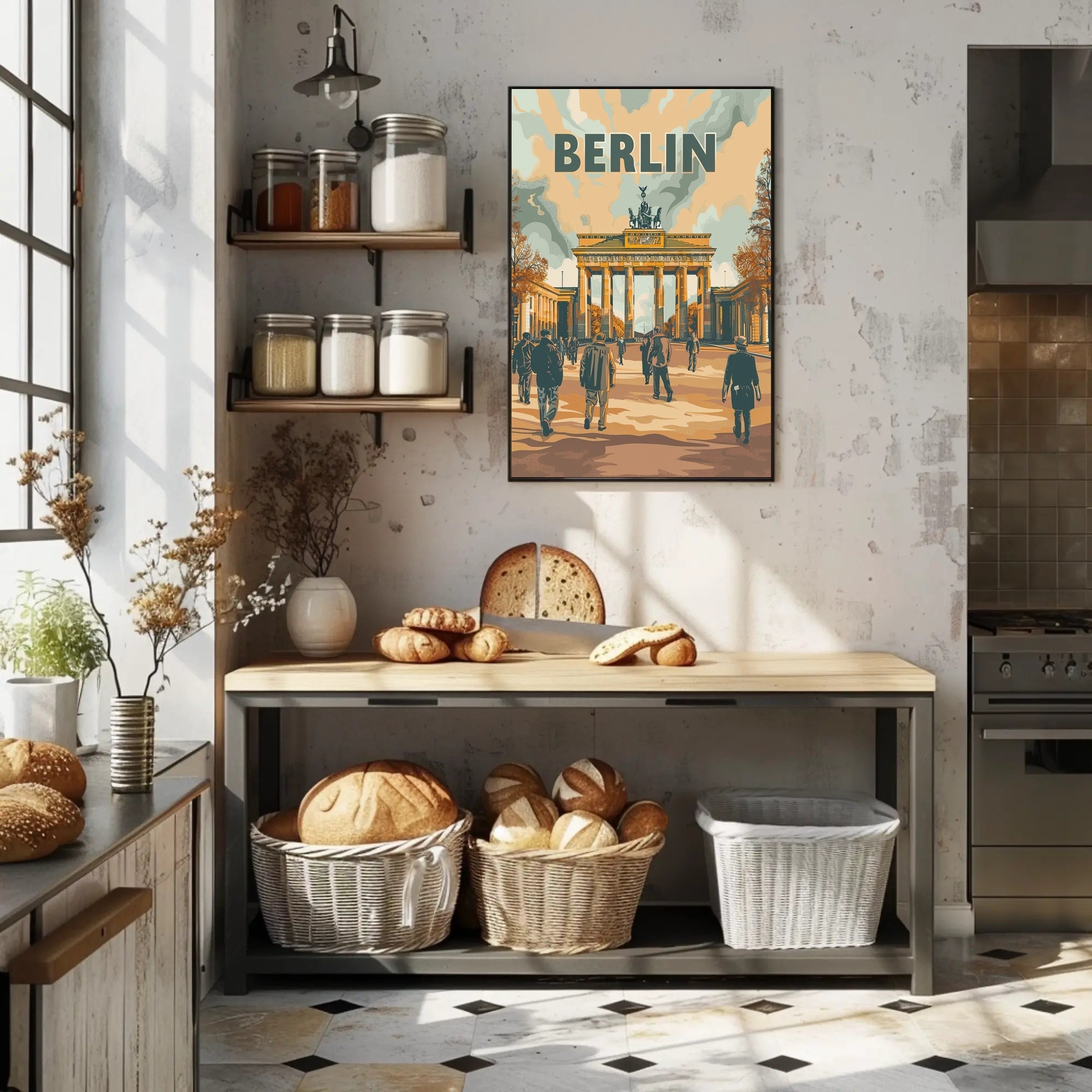 Brandenburg Gate Berlin Retro Vibe Urban or Cityscape Poster PosterGoat