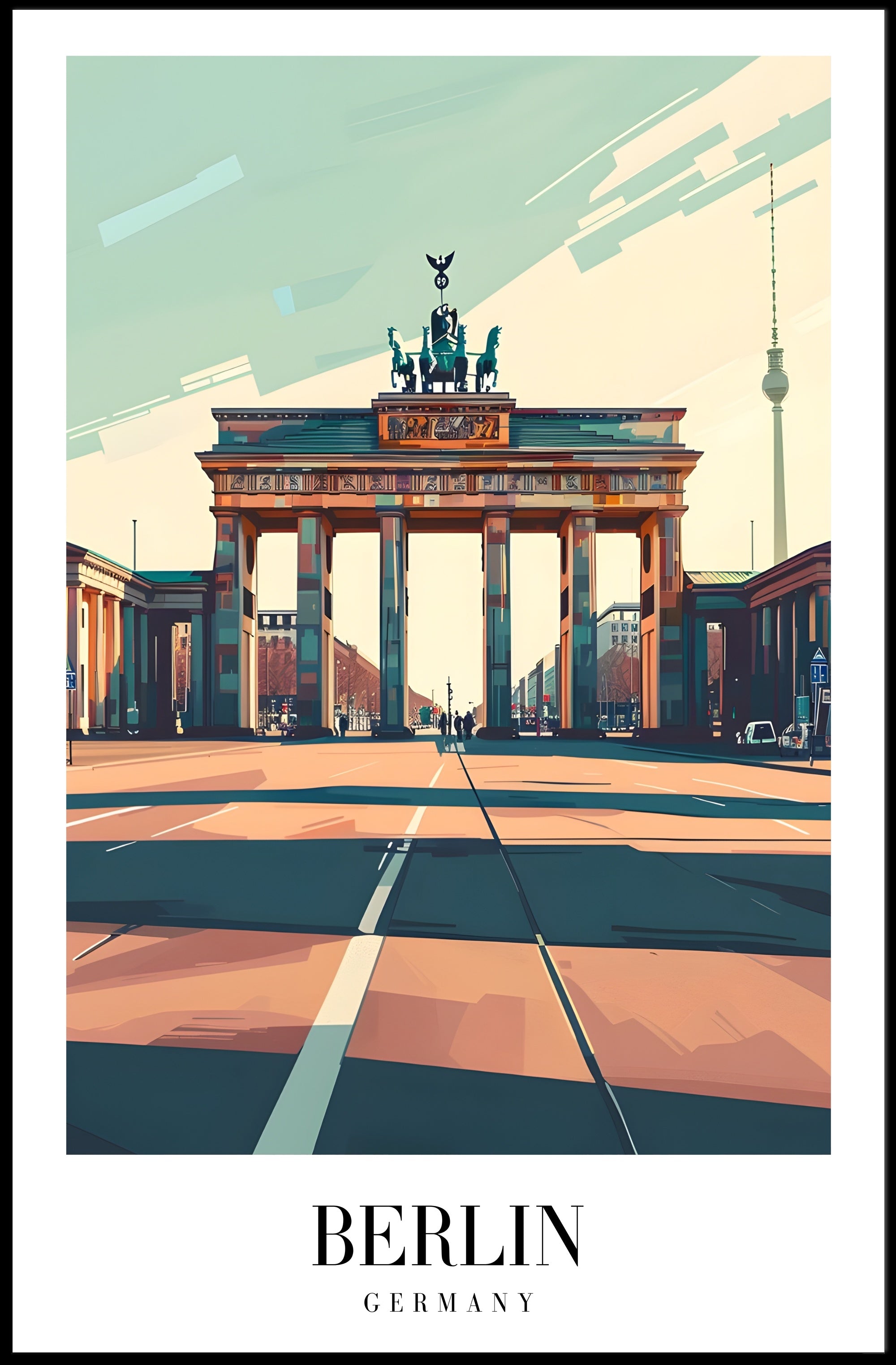 Brandenburg Gate Illustrated Travel Poster PosterGoat