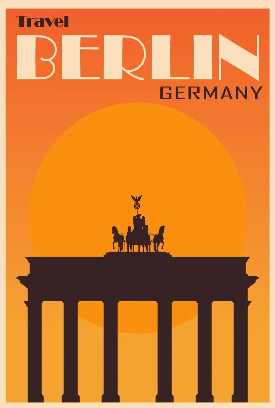 Brandenburg Gate Vintage Travel Print: Iconic Berlin Landmark Poster PosterGoat