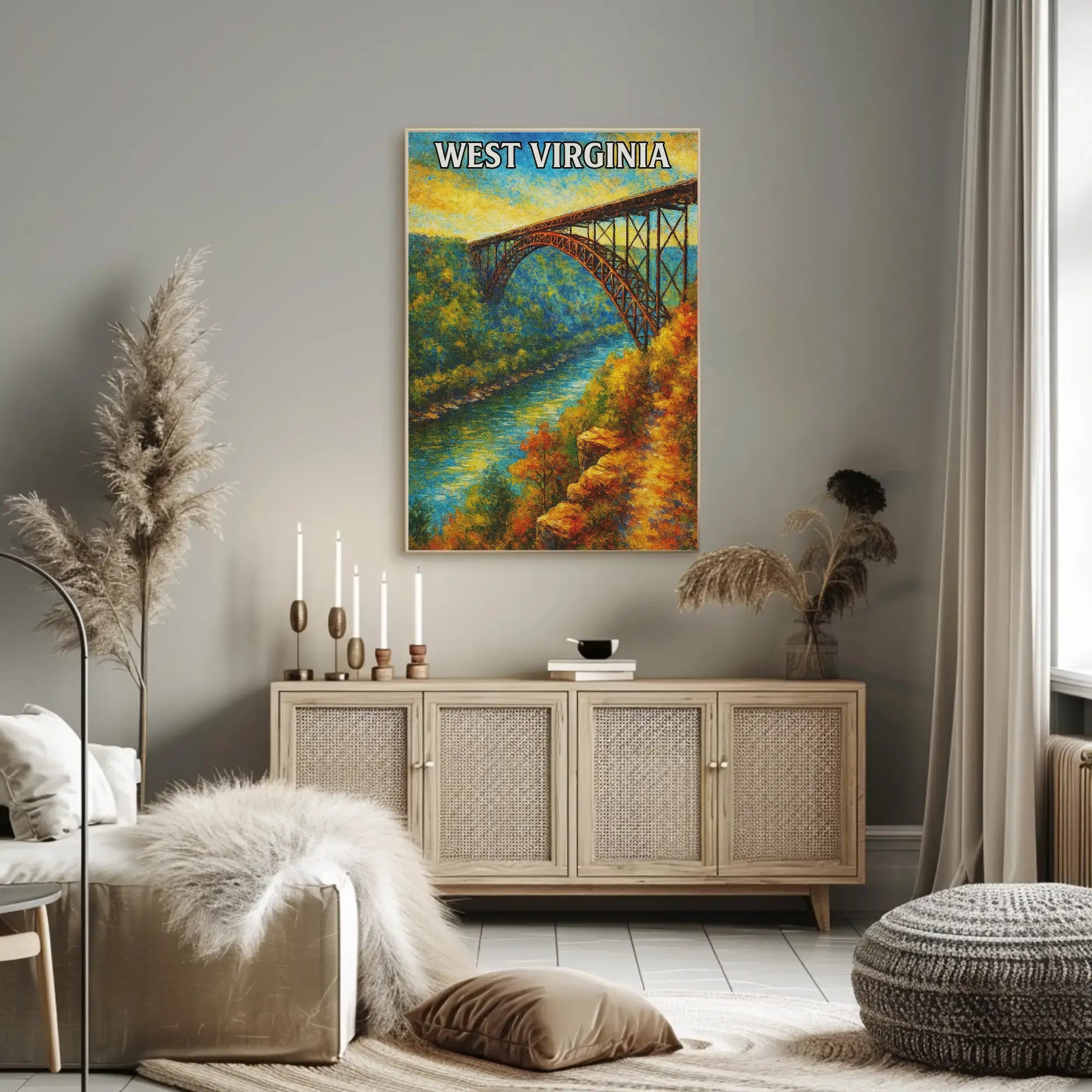 Breathtaking New River Gorge Bridge West Virginia Travel Poster PosterGoat