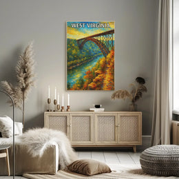 Breathtaking New River Gorge Bridge West Virginia Travel Poster PosterGoat