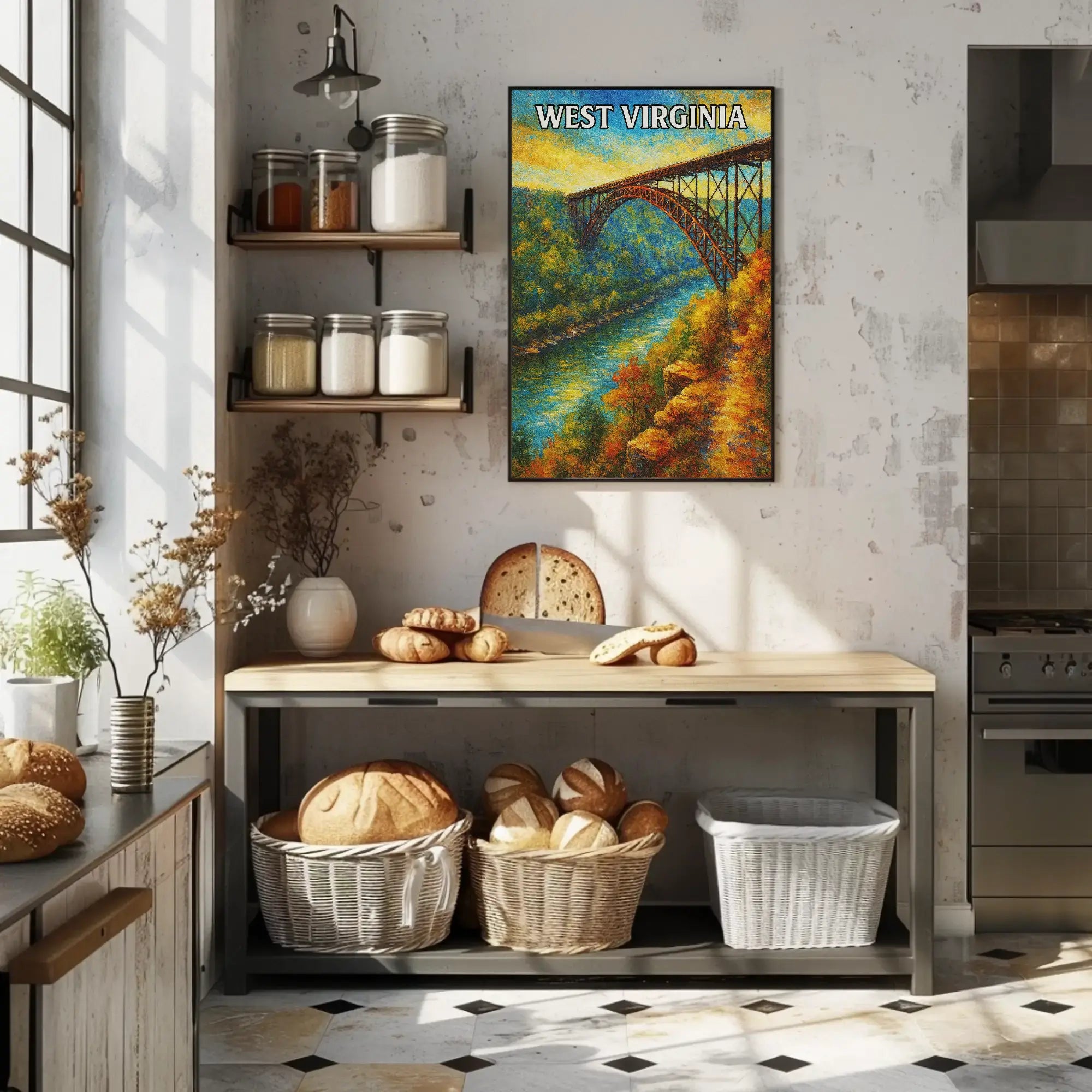Breathtaking New River Gorge Bridge West Virginia Travel Poster PosterGoat