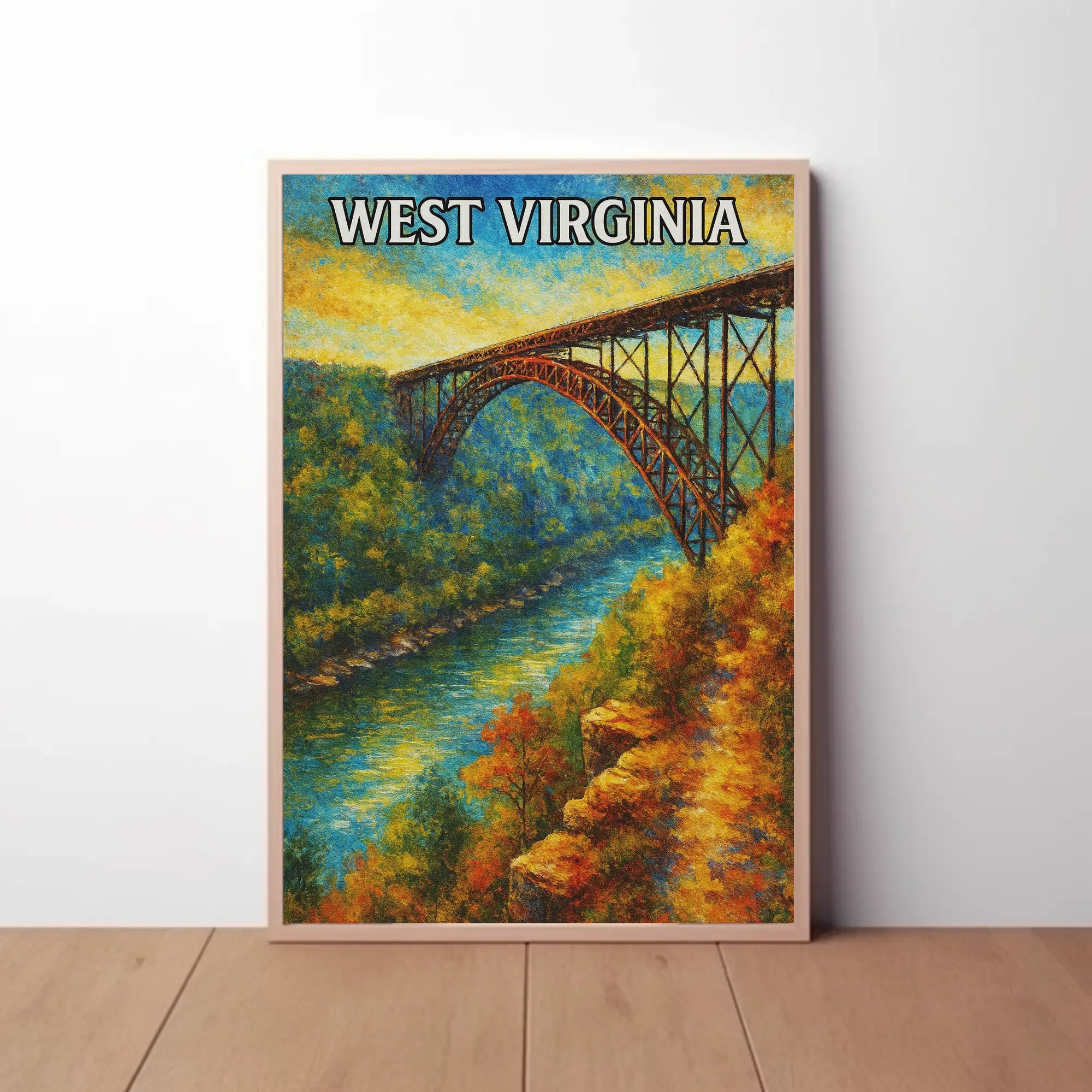 Breathtaking New River Gorge Bridge West Virginia Travel Poster PosterGoat