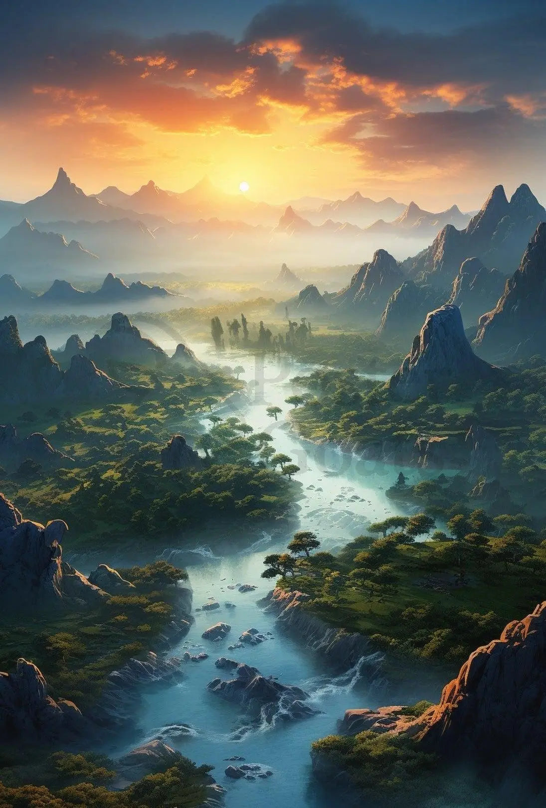 Breathtaking Sunset Over Valley Landscape National Park Poster PosterGoat