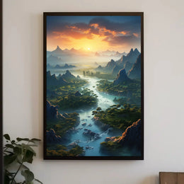 Breathtaking Sunset Over Valley Landscape National Park Poster PosterGoat