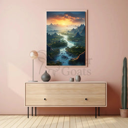 Breathtaking Sunset Over Valley Landscape National Park Poster PosterGoat