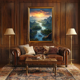 Breathtaking Sunset Over Valley Landscape National Park Poster PosterGoat