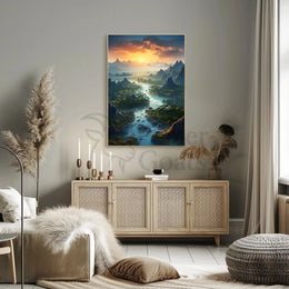 Breathtaking Sunset Over Valley Landscape National Park Poster PosterGoat