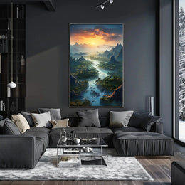 Breathtaking Sunset Over Valley Landscape National Park Poster PosterGoat