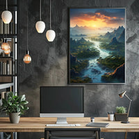 Breathtaking Sunset Over Valley Landscape National Park Poster PosterGoat