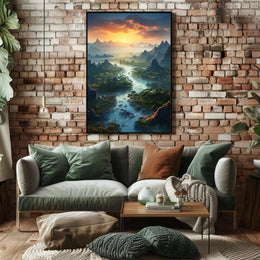 Breathtaking Sunset Over Valley Landscape National Park Poster PosterGoat