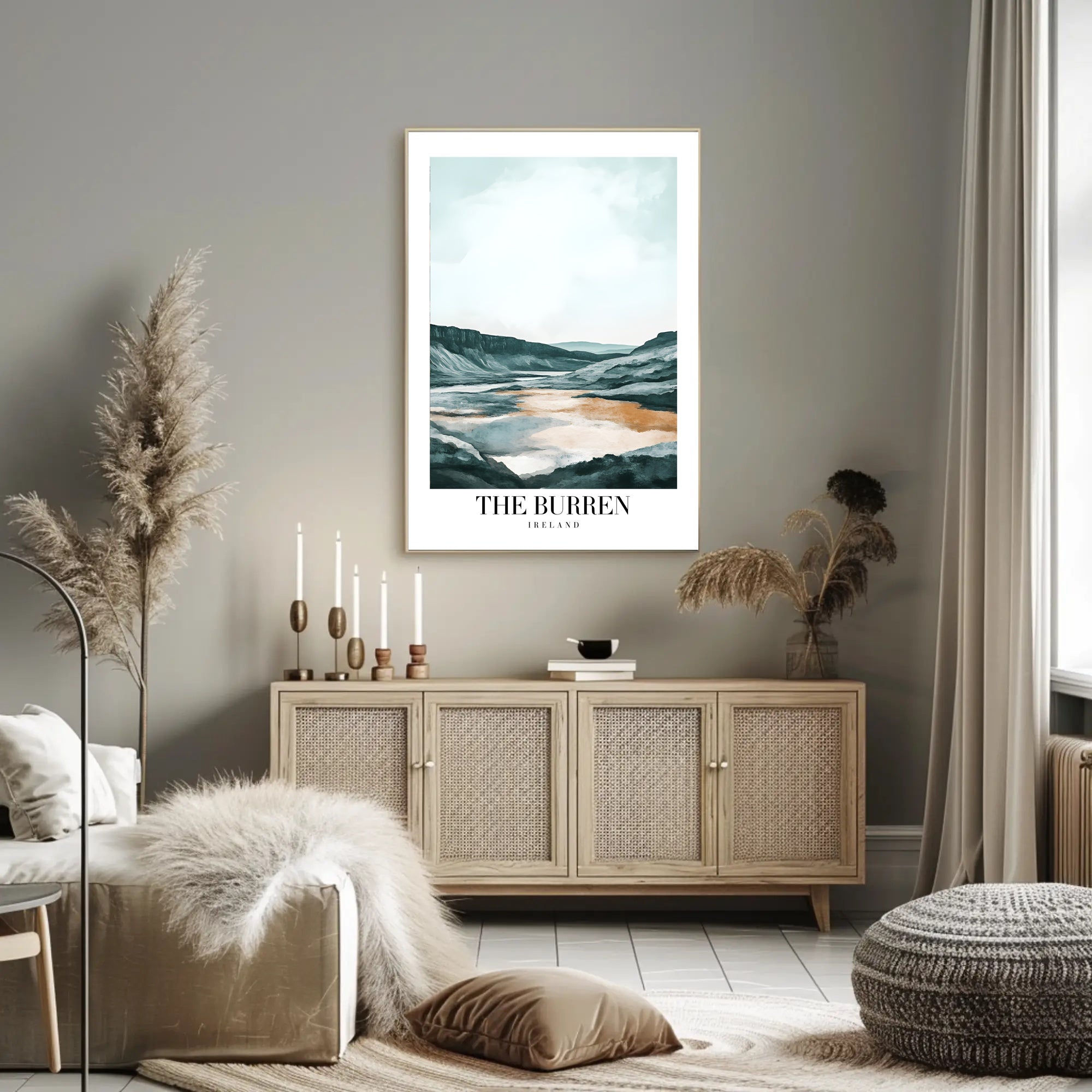 Breathtaking Watercolor Burren Landscape Travel Poster PosterGoat