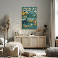 Bridgeport Adventure Awaits Vintage Travel Poster PosterGoat