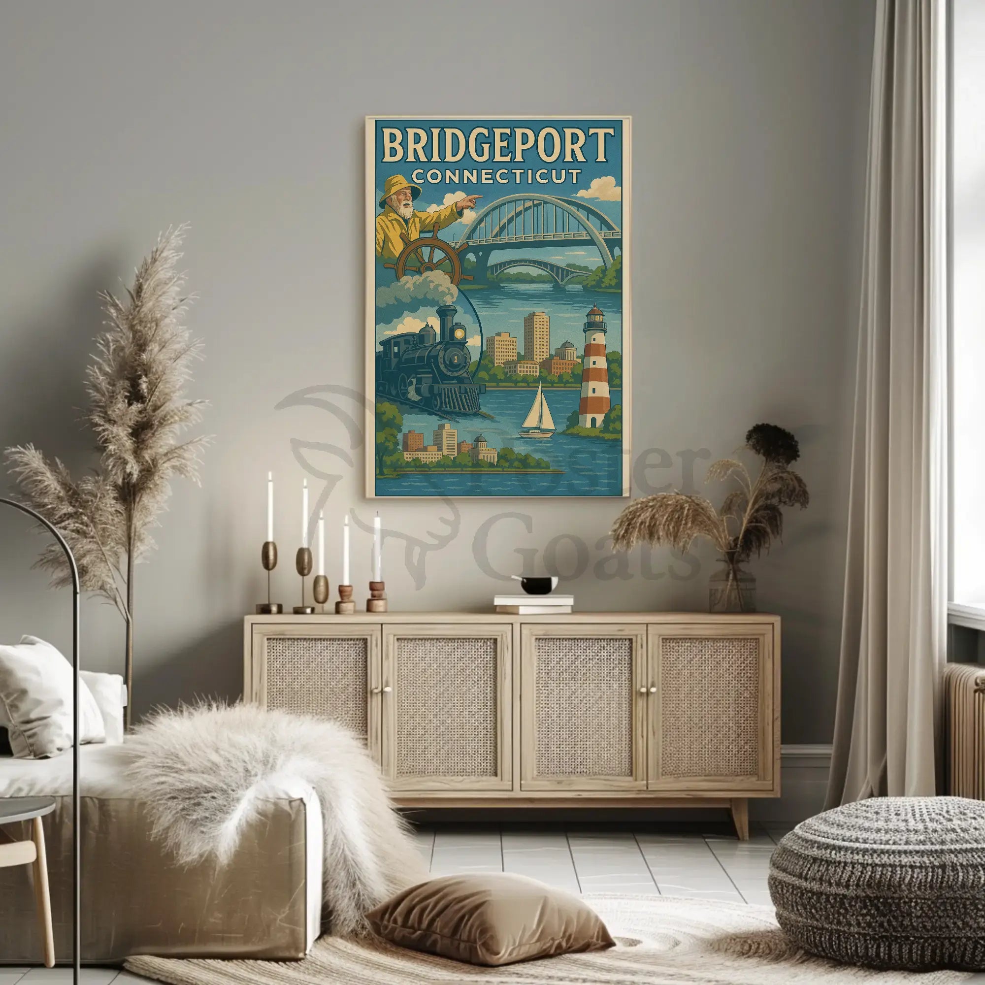 Bridgeport Adventure Awaits Vintage Travel Poster PosterGoat