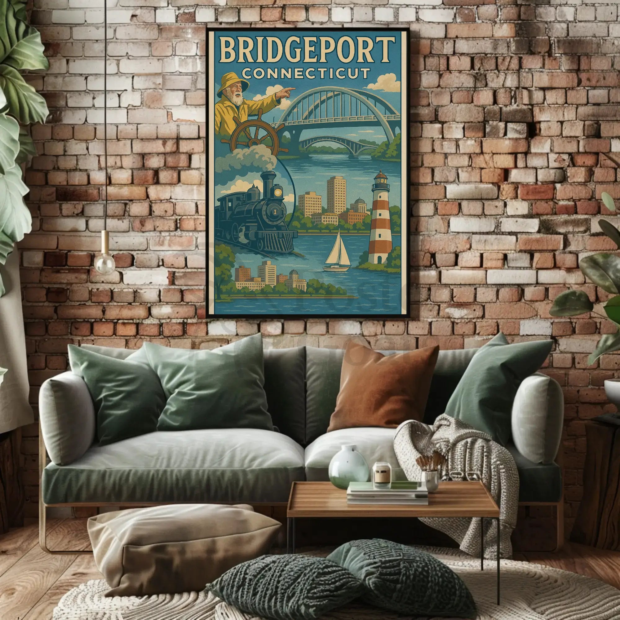 Bridgeport Adventure Awaits Vintage Travel Poster PosterGoat