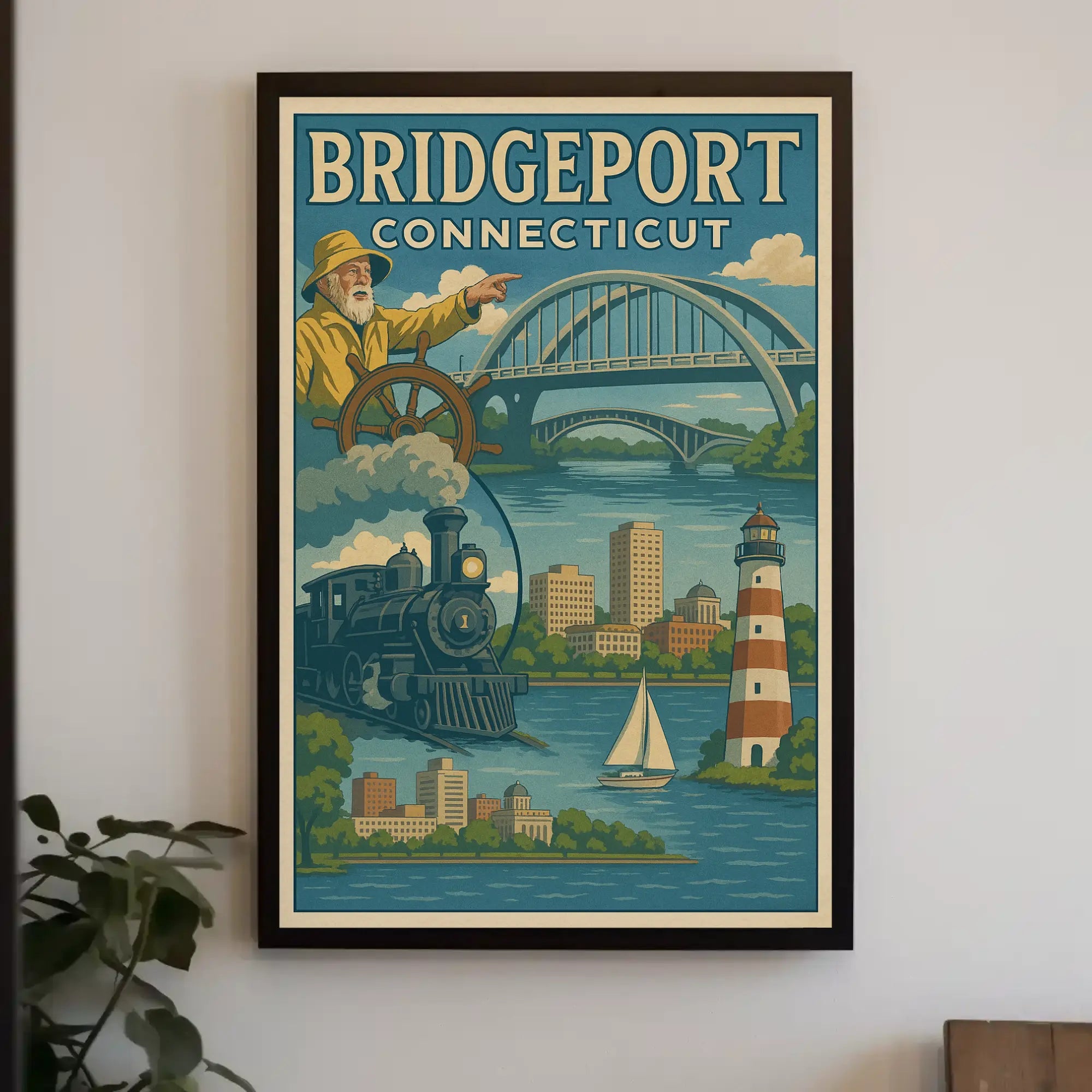 Bridgeport Adventure Awaits Vintage Travel Poster PosterGoat