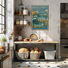 Bridgeport Adventure Awaits Vintage Travel Poster PosterGoat