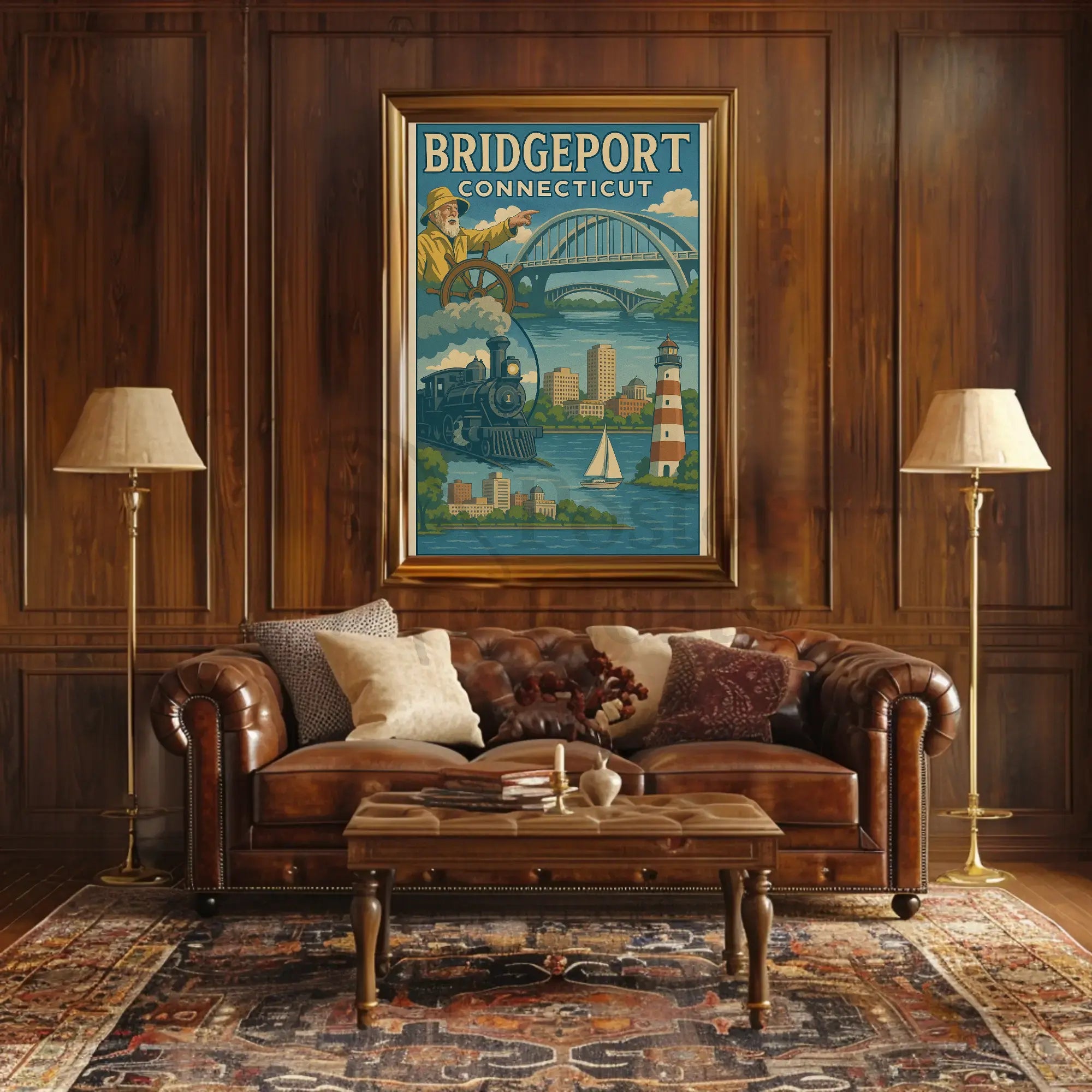 Bridgeport Adventure Awaits Vintage Travel Poster PosterGoat