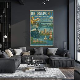 Bridgeport Adventure Awaits Vintage Travel Poster PosterGoat
