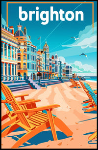 Brighton Seaside Retro Travel Poster PosterGoat
