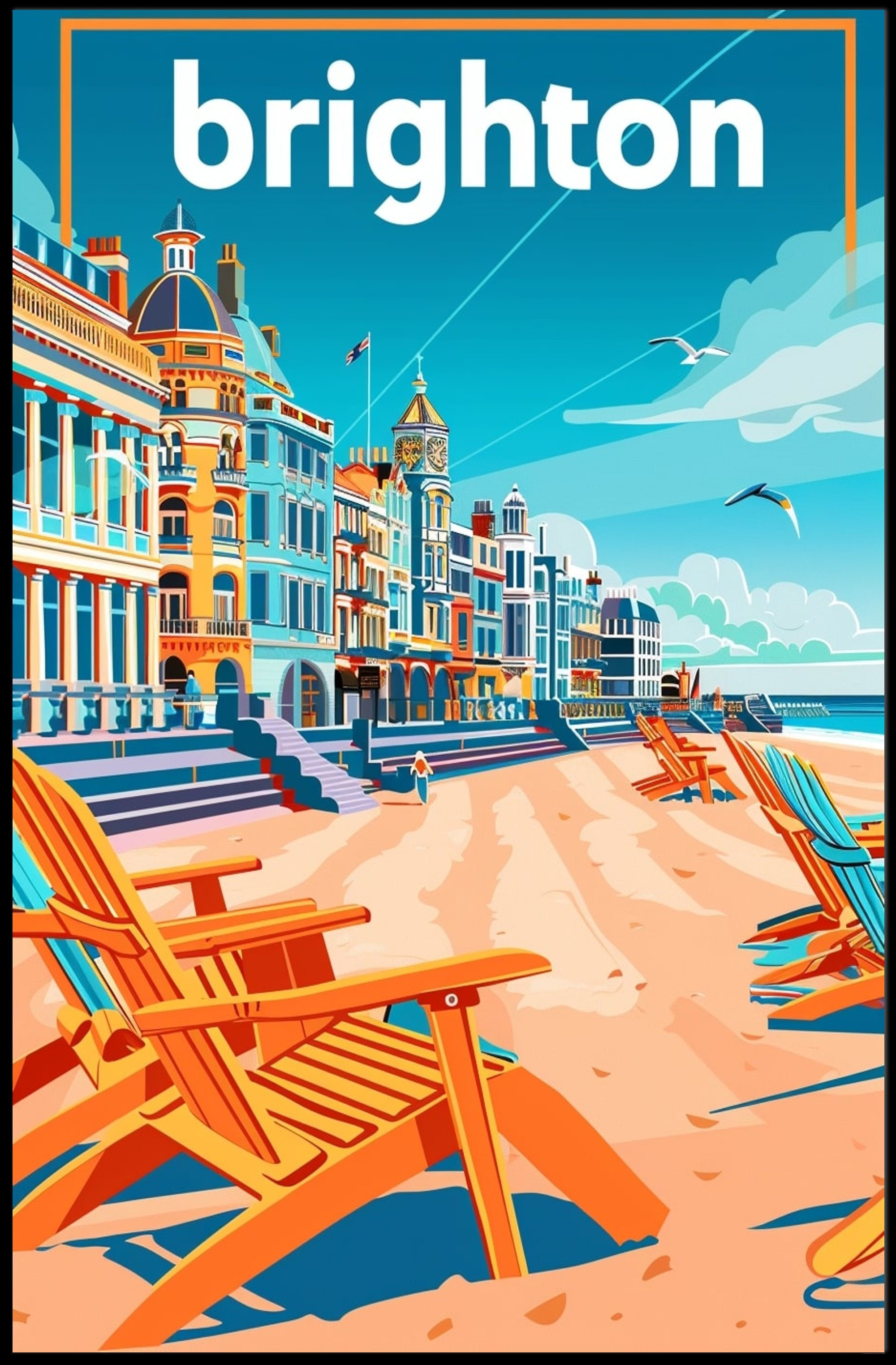 Brighton Seaside Retro Travel Poster PosterGoat