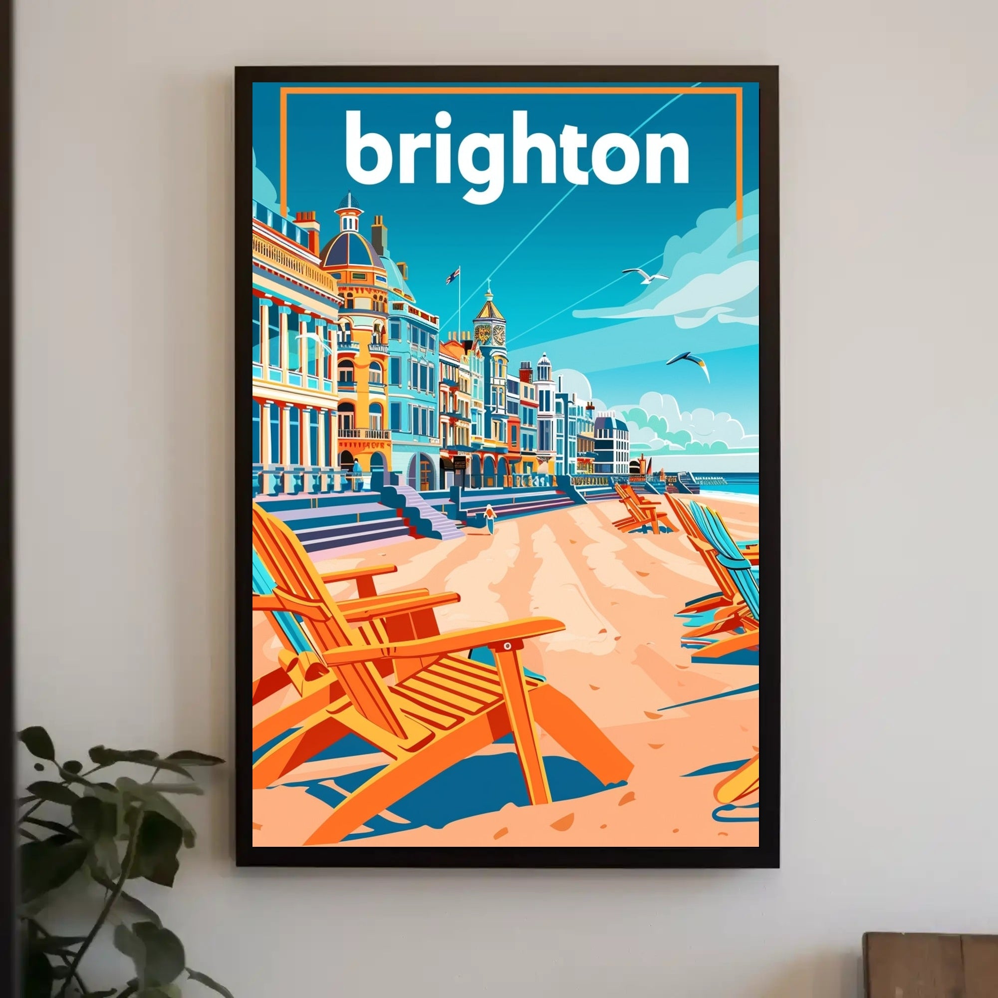 Brighton Seaside Retro Travel Poster PosterGoat