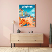Brighton Seaside Retro Travel Poster PosterGoat