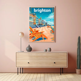 Brighton Seaside Retro Travel Poster PosterGoat