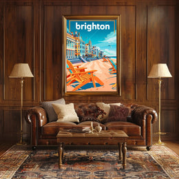 Brighton Seaside Retro Travel Poster PosterGoat