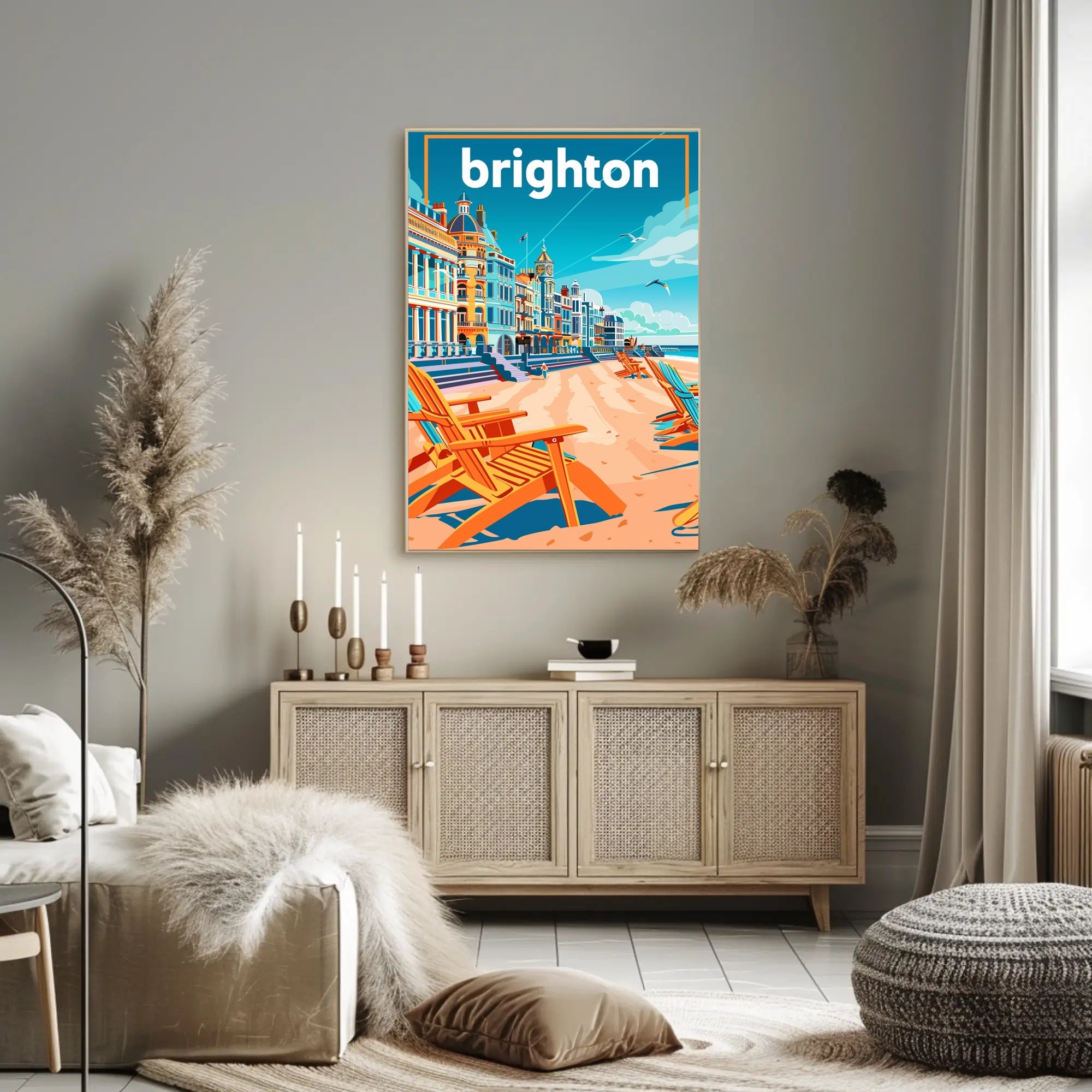 Brighton Seaside Retro Travel Poster PosterGoat