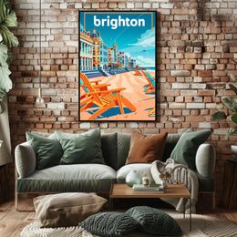 Brighton Seaside Retro Travel Poster PosterGoat