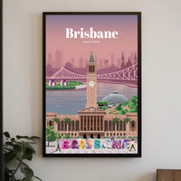 Brisbane Landmarks Illustration Travel Poster PosterGoat