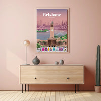 Brisbane Landmarks Illustration Travel Poster PosterGoat