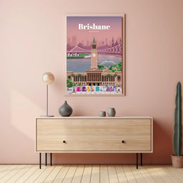 Brisbane Landmarks Illustration Travel Poster PosterGoat