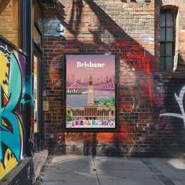 Brisbane Landmarks Illustration Travel Poster PosterGoat